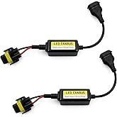 ABOTHGD 2 Pieces H11/H8/H9 Canbus Decoder and Anti-Flicker Harness - Error Free LED Headlight Adapter for Cars Trucks SUVs and Motorcycles Black