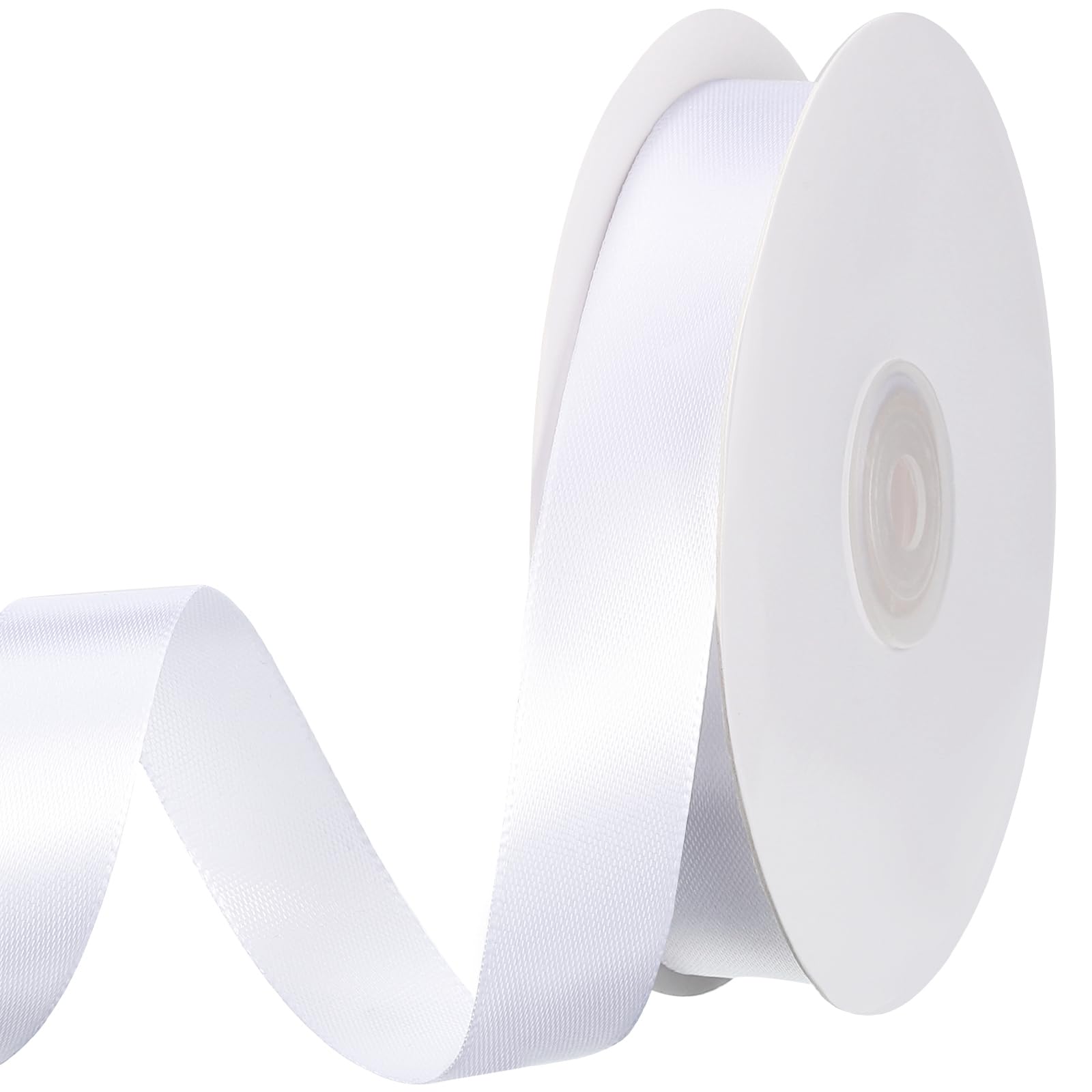 woric 50 Meter White Ribbon, 20mm Satin Gift Ribbons White Ribbon for Gift Wrapping Easter Bows Crafting Decoration Wedding Birthday Party