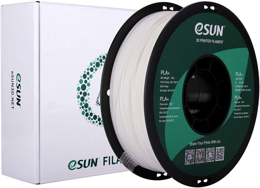 eSUN PLA+ Filament 1.75mm, 3D Printer Filament PLA Plus, Dimensional Accuracy +/- 0.03mm, 3KG (6.6 LBS) Spool 3D Printing Filament for 3D Printers, White