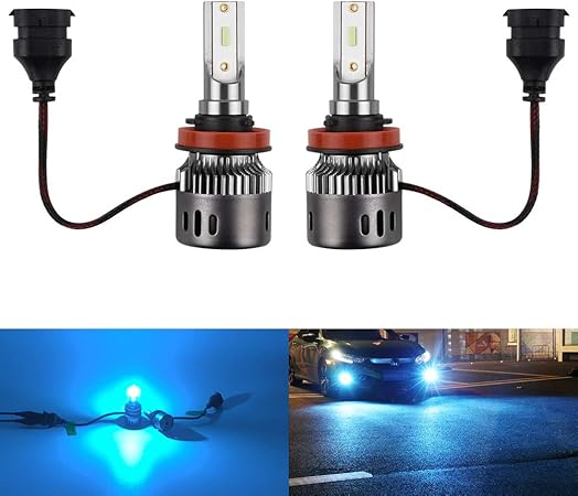 Amazon Mazero フォグランプ H8 H11 H16 Led アイスブルー ブルー 青 フォグ Dc 12v 車用 フォグ球 Ledバルブ Ledランプ 一体型 冷却ファン付 4000lm 2 24w 2 Cspチップ 1年保証 2個入 フォグランプ 車 バイク