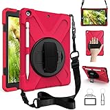 ZenRich iPad 9th Generation Case, iPad 8th/7th Generation 10.2 Case with Pencil Holder Kickstand Hand Strap and Shoulder Stra