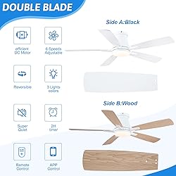 Surtime 52" Ceiling Fans with Lights-Low Profile