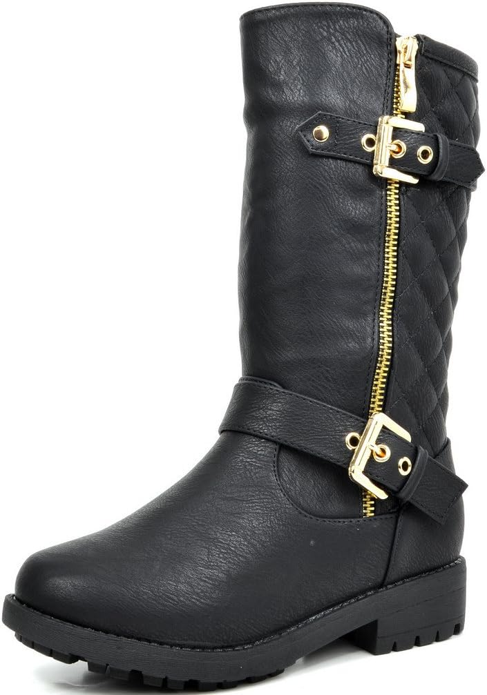 DREAM PAIRS Girls Toddler/Little Kid/Big Kid Faux Fur Lining Winter Motorcycle Riding Boots