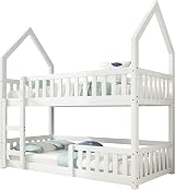 Merax Twin Bunk Bed, Castle-Shaped 3FT Solid Wood Frame for Kids view 7
