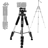 Movo MV-T5 57-inch Video Camera Tripod Stand with Pan Head - Lightweight Tripod for Camera and Phone Videos, Vlogging, Film -