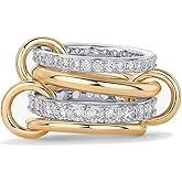 Jemant Gold Stackable Rings for Women, Non Tarnish Dainty Stackable 18k Gold Plated CZ Cubic Zirconia Rings, Multi-Link Connected Knuckle Women Rings Set