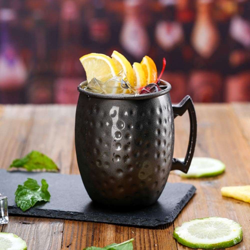 ZHANGNA Moscow Mule Mug, Copper Mug Moscow Mule Mug Copper Mug Ginger Beer, Beer, Party Mug, Copper Mug Beer Ggift Set (530 ML Black Mule Mug)