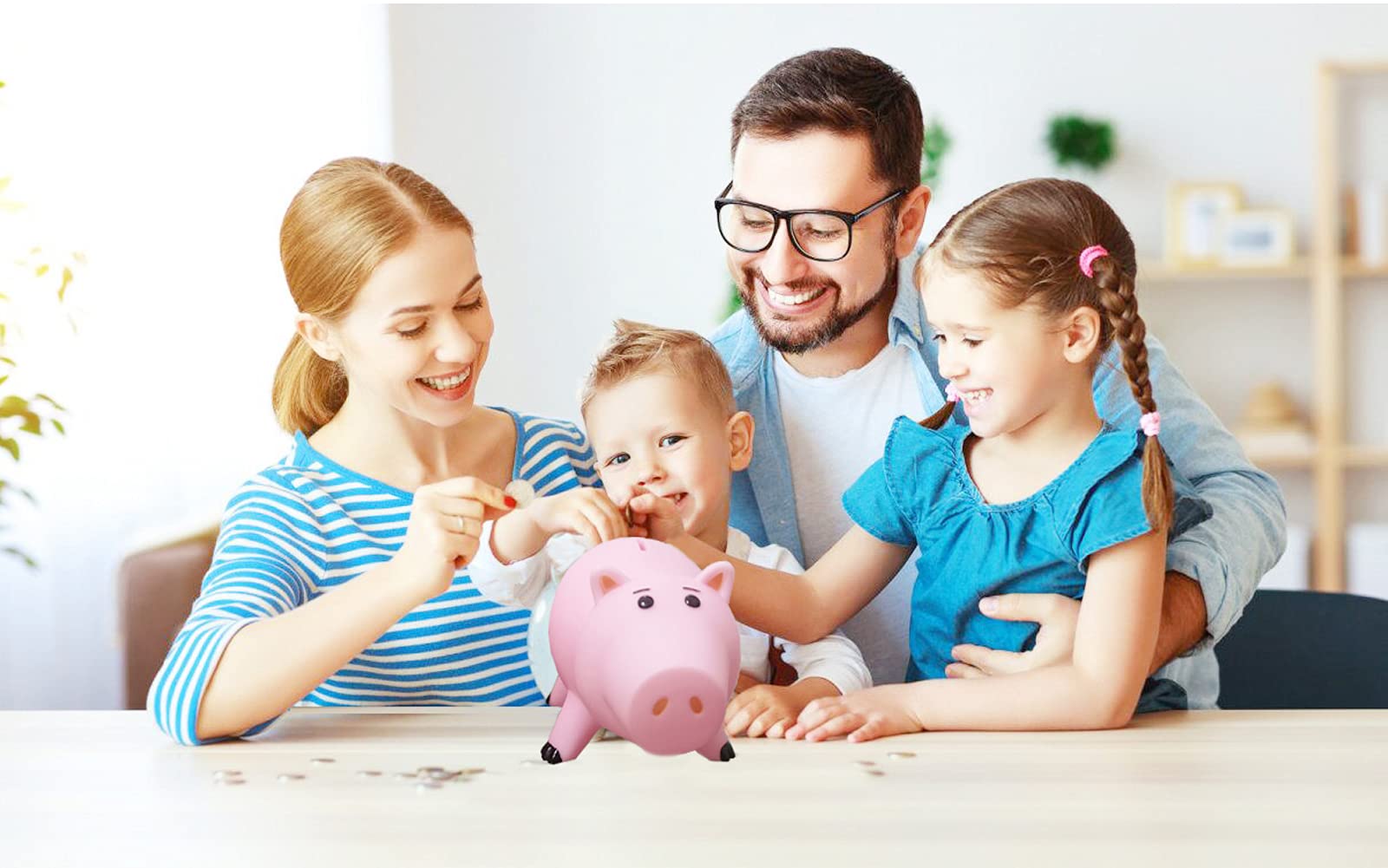 Cute Pink Pig Money Box Plastic Piggy Bank for Kid's Birthday Gift Without Box