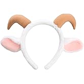 CHEU Goat headband with ram horns and sheep ears for Christmas costume