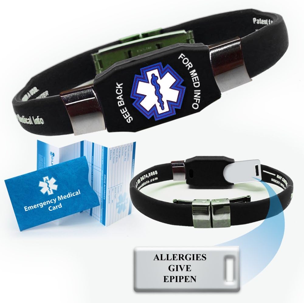 "Allergies Give EPIPEN" Elite Medical Alert ID Bracelet for Men and Women