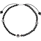 Wizock Evil Eye Amulet Anklet Bracelets for Women Lava Rock Black Agate Beads Essential Oil Diffuser Protection Wealth Spiritual Crystals Adjustable