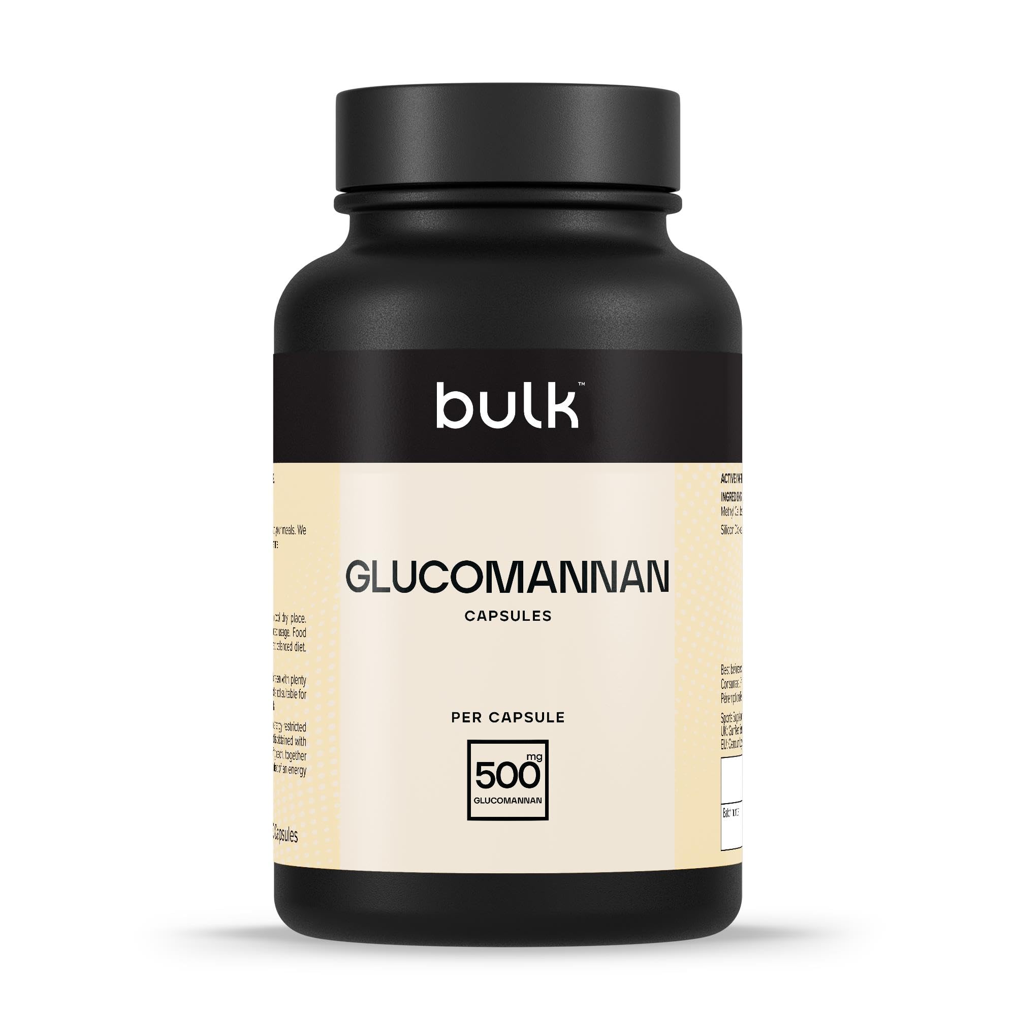 Bulk Glucomannan Capsules. 500 mg, Konjac, Pack of 180, 90 Servings, Packaging May Vary
