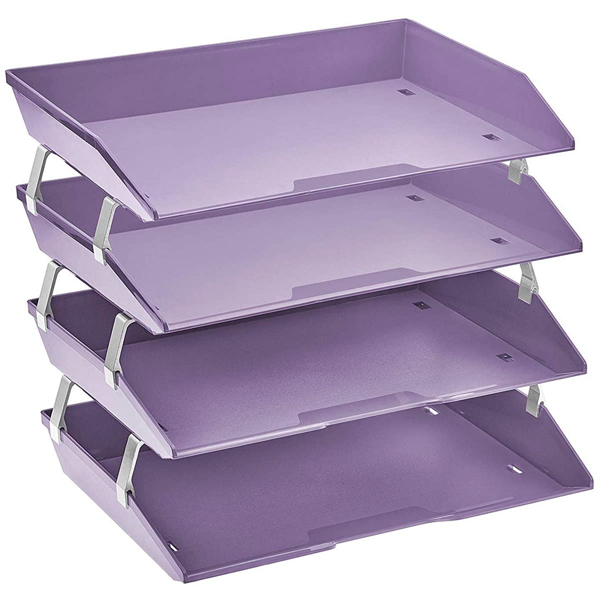 Acrimet Facility 4 Tier Letter Tray, Side Load, Letter Size/A4, Desktop File Organizer, Plastic (Solid Purple)