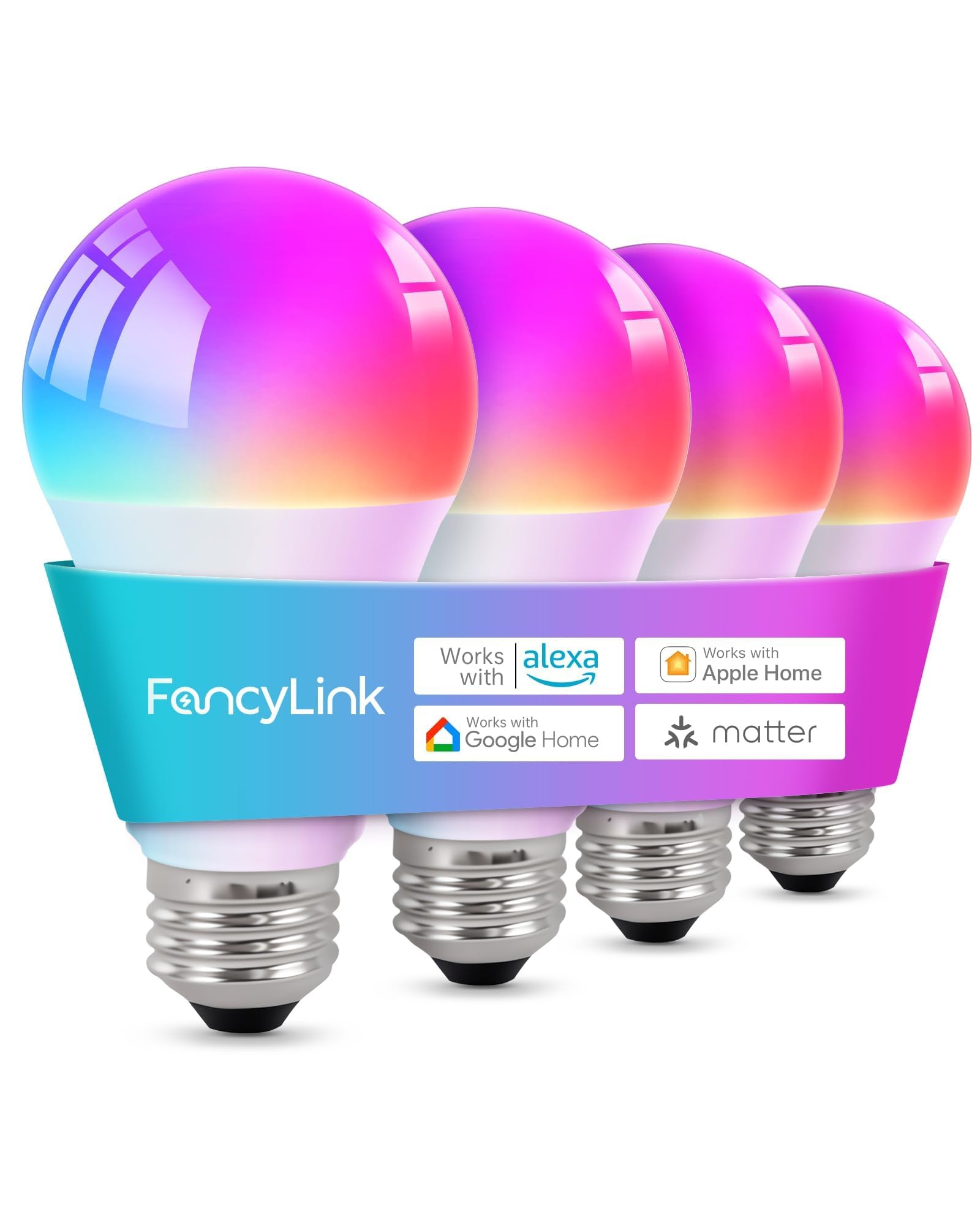 Photo 1 of *UNTESTED*
Fancylink Matter Smart Light Bulbs, Color Changing Light Bulb, hub Required, A19 60W,2.4Ghz WiFi only,Compatible with Alexa Google Assistant, Apple Home,16 Million Colors RGBCW 800 Lumen,4 Pack