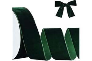 TONIFUL Christmas Green Velvet Ribbon 1-1/2 Inch x 10yds, Vintage Velvet Ribbons, for Christmas Wreath Decoration Handmade Craft Ornaments Gift Wrapping & Bow Making, Valentine's Day Bouquet packaging