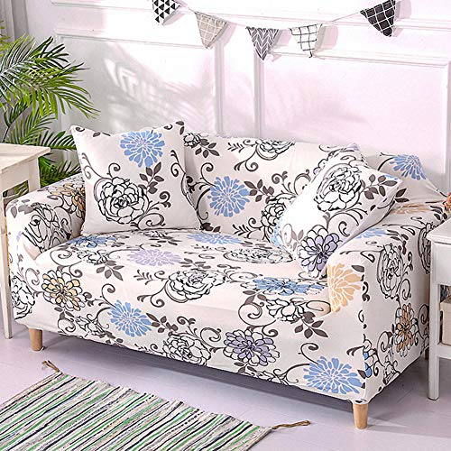 Umineux Printed Sofa Cover High Stretch Sofa Slipcovers Couch All Cover Furniture Protector for Couches and Loveseats with Two Pillow Covers (Rotating Flower, Loveseat)