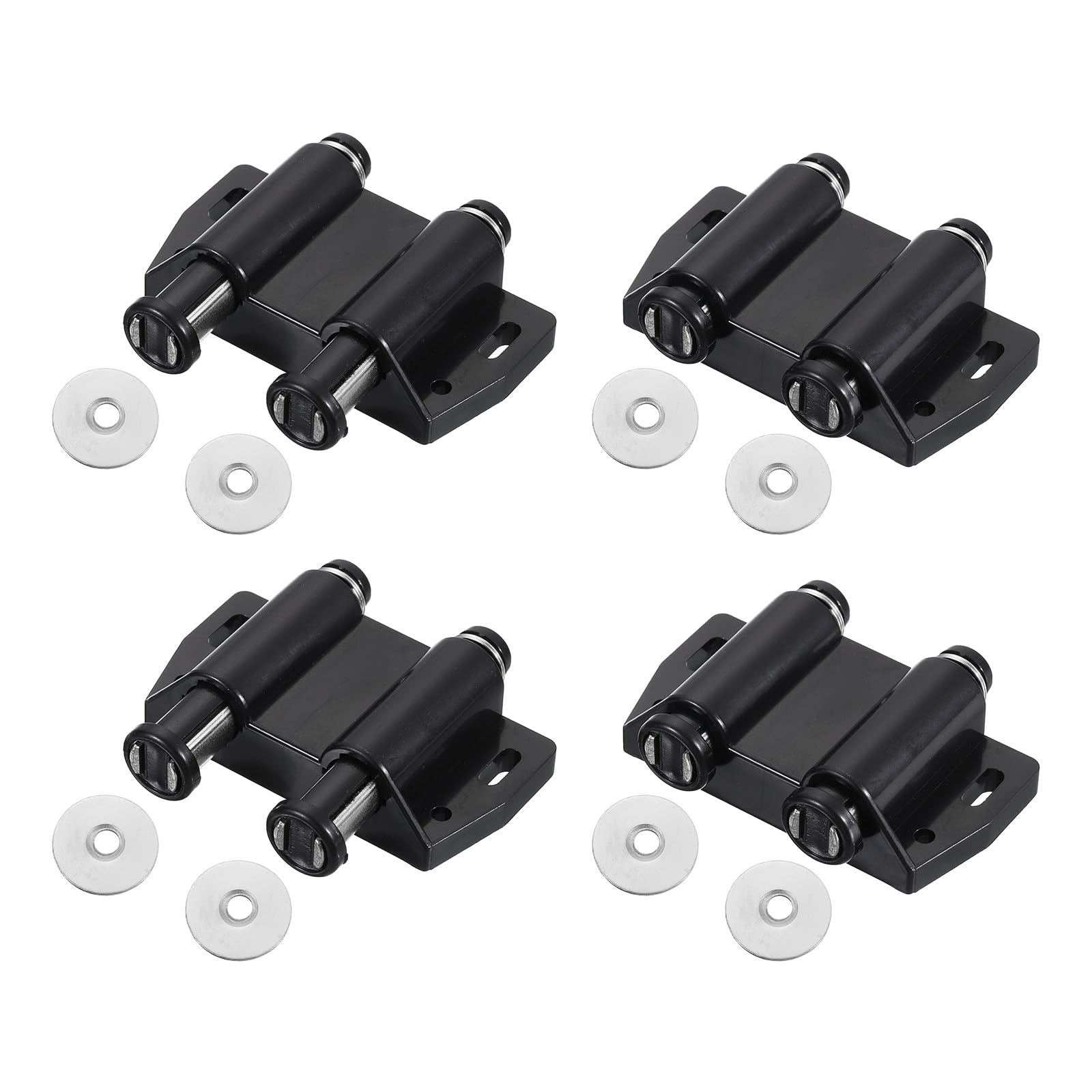 Sourcingmap Double Magnetic Touch Catch Latch Plastic PE Black for Cabinet Door Shutter 4pcs Black