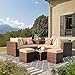Super Patio Outdoor Ottoman, 2 Piece All Weather Wicker Rattan Patio Ottoman Set with Cushion, Steel Frame, Brown