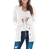ZESICA Women's Cardigan Sweaters 2026 Spring Button Down Open Front Cable Knit Casual Trendy Clothing Outerwear