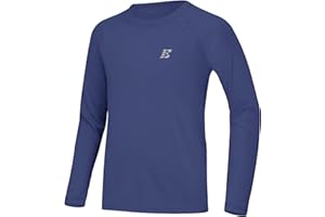 EoBeKee UPF 50+ Boys Swim Shirt, Long Sleeve Rash Guard Youth Kids UV Sun Protection SPF Shirts Fishing Water Beach Surfing
