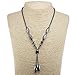BlueRica Double Strand Drop Hematite Necklace with Design Beads