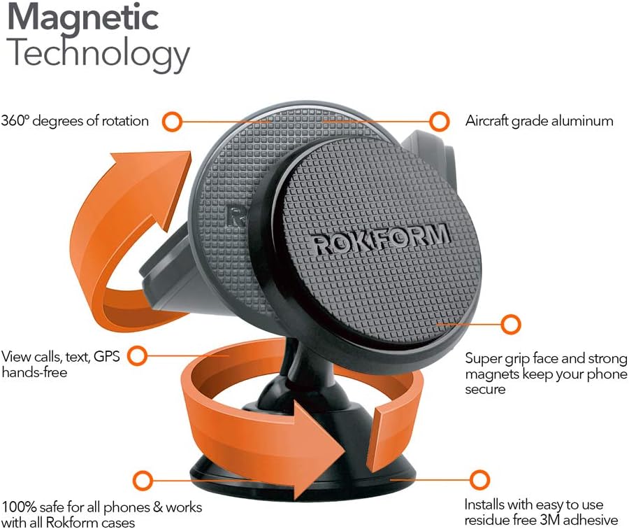 Rokform, Universal Adjustable Magnetic Car Mount, 360 Degree Swivel with 3M VHB Tape, Cell Phone Holder - Image 3