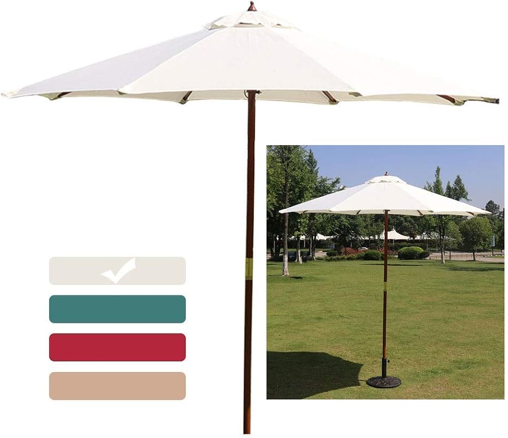 2.7m Garden Parasol, Wooden Outdoor Patio Umbrella Parasols with Wooden