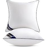 Siluvia 20"x20" Pillow Inserts Set of 2 Decorative Square Square Throw 20 Pillows with 100% Cotton Cover for Sofa, Couch, and Bed - White