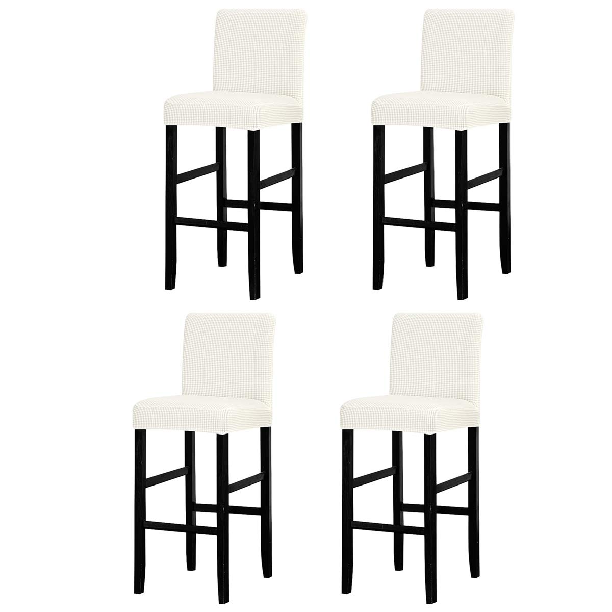 LANSHENG Bar Chair Stool Covers, Stretch Removable Washable Chair Slipcover for Short Swivel Dinning Chair Back Chair Bar Stool Chair (Cream White,4 Pcs)