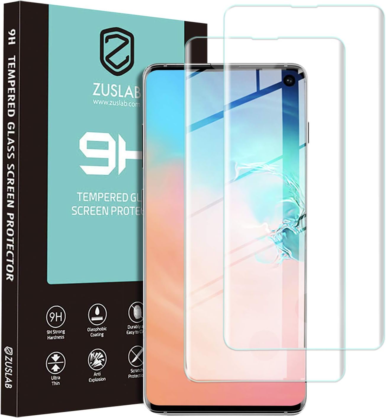 Zuslab Replacement for Samsung Galaxy S10 Screen Protector Tempered Glass with Sensitive Fingerprint Recognition and Friendly 2 Pack