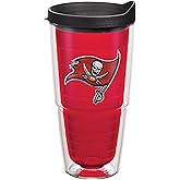 Tervis Made in USA Double Walled NFL Tampa Bay Buccaneers Insulated Tumbler Cup Keeps Drinks Cold & Hot, 24oz, Primary Logo - Red Inner