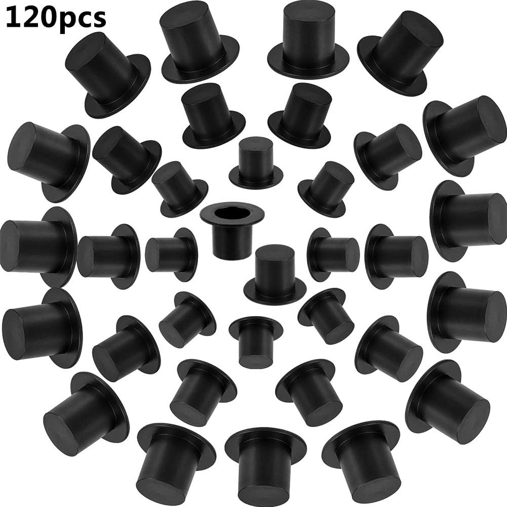 Sombreros Bricolaje,BETOY 120pcs Mini Sombreros Decoración Plástico Negro Sombreros de Mini Muñeco de Nieve Sombreros para Fiestas, Manualidades de Bricolaje, Muñeco de Nieve, Decoración Gourmet
