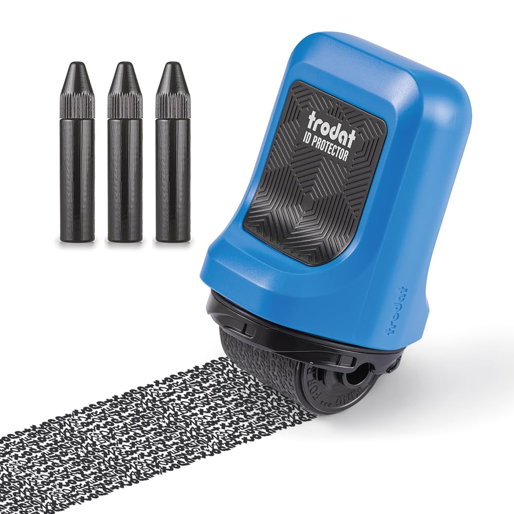 Trodat Wide Identity Theft Protection Roller Stamp (Includes 3 Refills) โ image 1