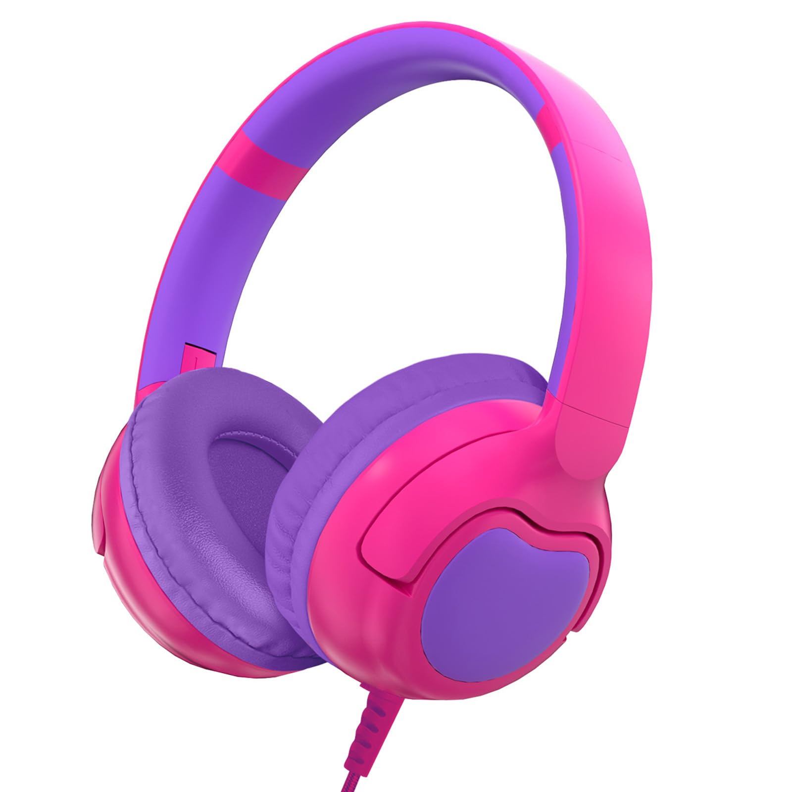 Photo 1 of ZIHNIC Wired Kids Headphones, Safe 85dB Volume Limit for Boys & Girls, Comfortable Earpads, Foldable Design for School, Tablets, and Travel-Rose RED