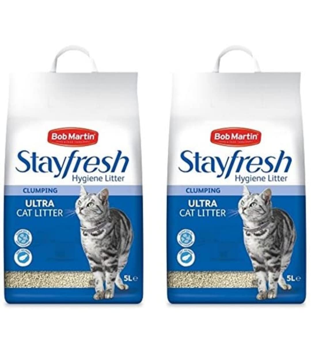 NA1 2 x Bob Martin StayFresh Ultra Clumping Cat Litter Hygeine Liitter 5 Litre