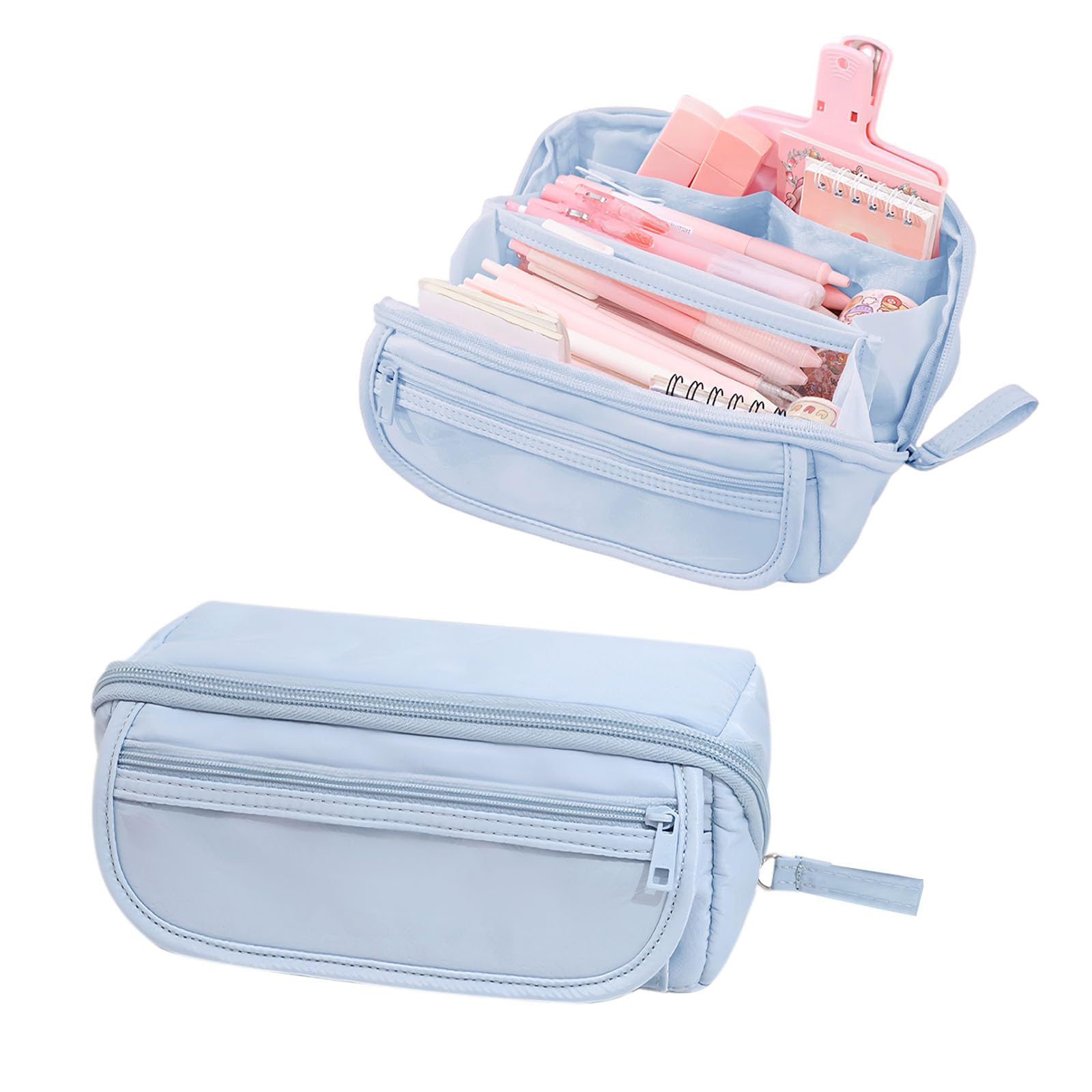GOZINA Pencil Case, Large Capacity Pencil Case with 9-Layer Storage Partition Multifunctional Pen Bag for Boys and Girls, Aesthetic Pencil Bag Suitable for Kids Teenagers Students Women Men (Blue)