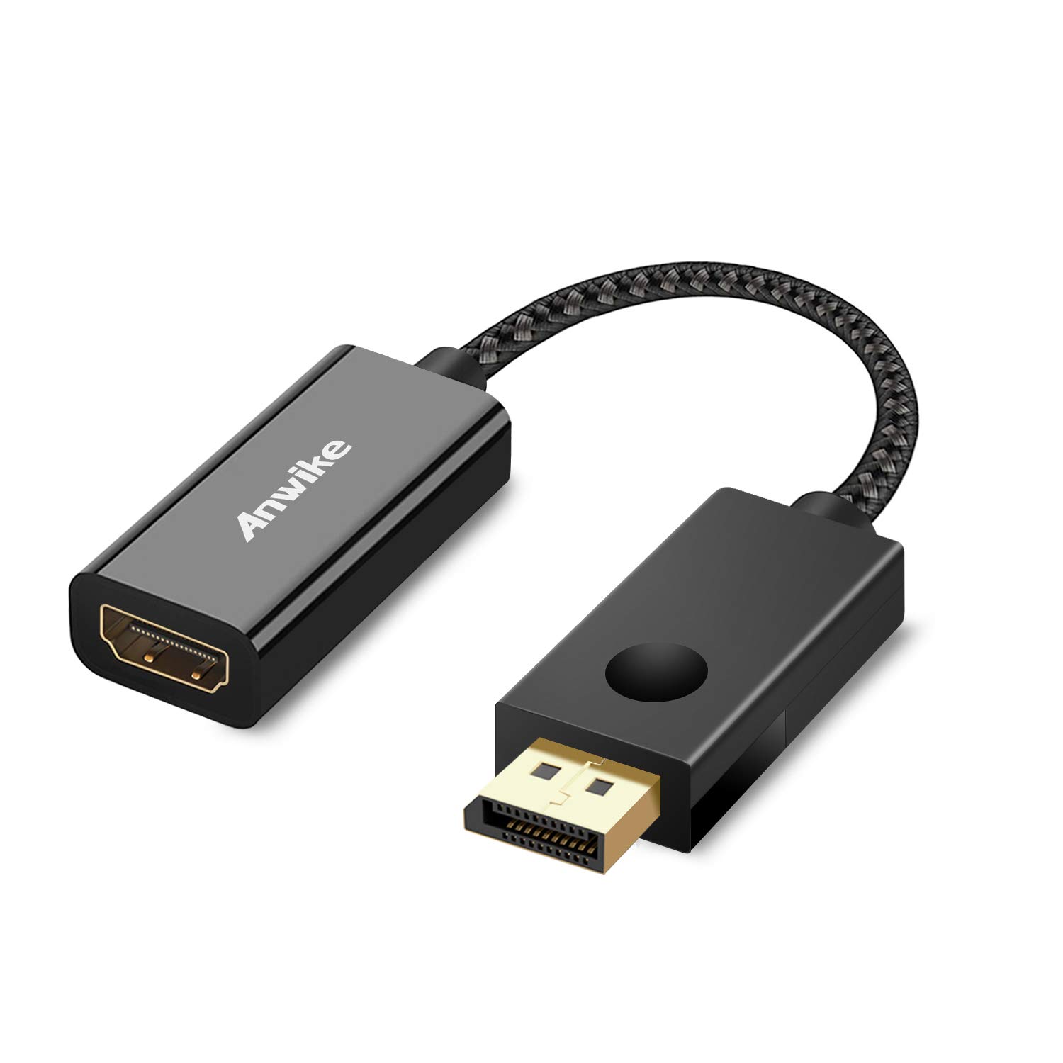 Résultat de recherche d'images pour "Adaptateur ANWIKE DP vers HDMI, l'adaptateur DisplayPort mâle vers HDMI femelle prend en charge la résolution Full HD 1080p 60Hz avec sortie audio et vidéo"