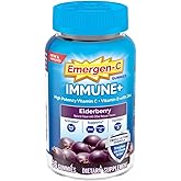 Emergen-C Immune+ Elderberry Gummies, 750 mg Vitamin C with Vitamin D, Zinc and Electrolytes, Immune Support Dietary Supplement, Caffeine Free, Gluten Free, Elderberry Flavor - 36 Count