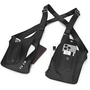 FANNING511 Double Shoulder Armpit Bag for Men Underarm Bag Multi Pocket Underarm Shoulder Bag