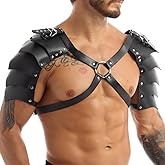 Medieval Viking Leather Warrior Shoulder Armor Halloween Knight Pauldron Body Chest Harness Guard for LARP Ren Faire