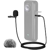Cubilux Lavalier Microphone for Insta 360 X4, Wired Clip-On Lapel MIC for X4 Camera, 5 Feet