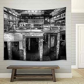 Abandoned Industrial Interior with Bright Light - Fabric Wall Tapestry Home Decor - 51x60 inches