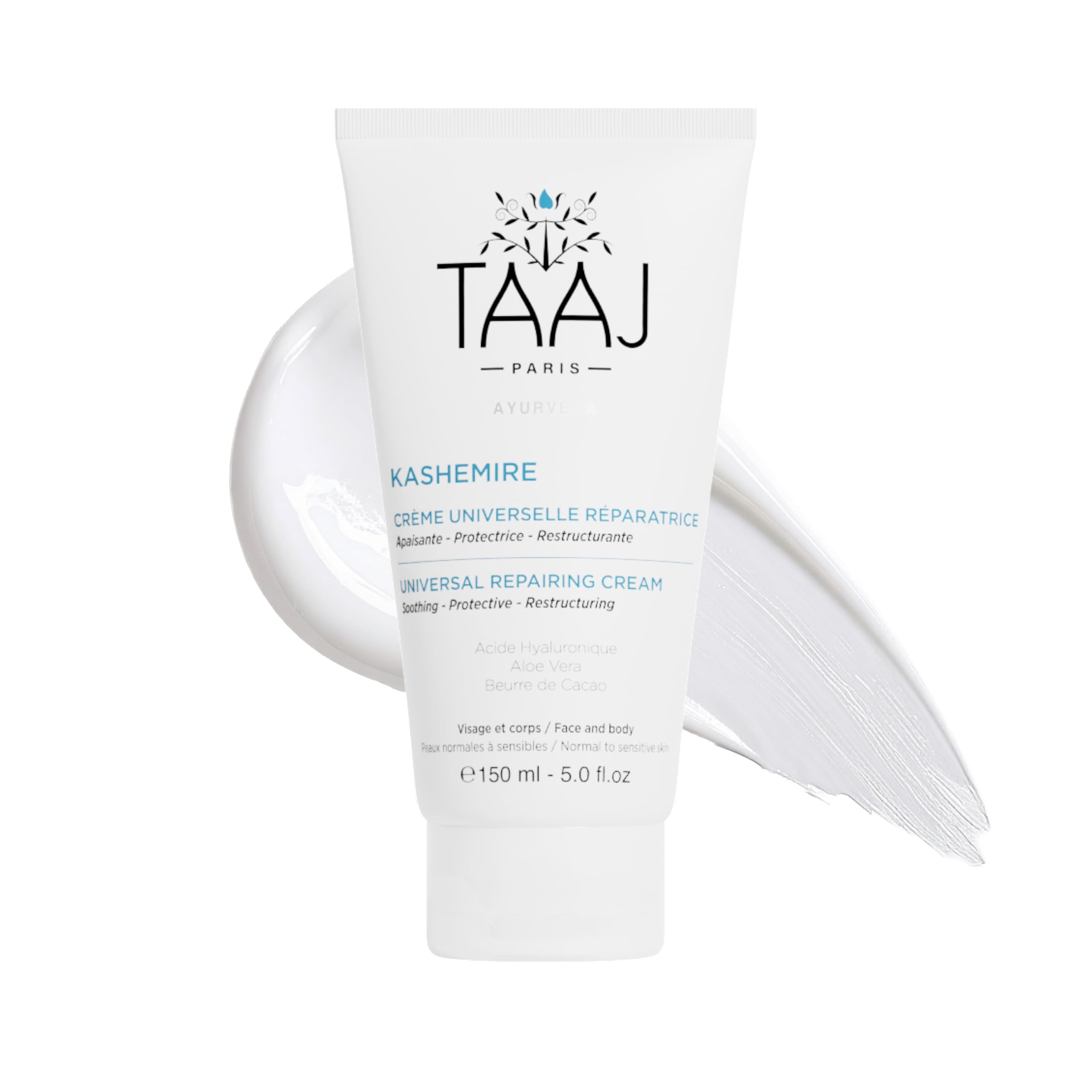 TAAJ | Kashemire Universal Repair Cream | Face and Body Care | For Weakened and Irritated Skin | Deeply Nourished and Hydrated Skin | Made in France | Vegan | CrueltyFree | 150ML