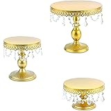 Set of 3 Round Cake Stands 8/10/12 inch Cupcake Stands Gold Cake Stands for Dessert Table (3-Sets)