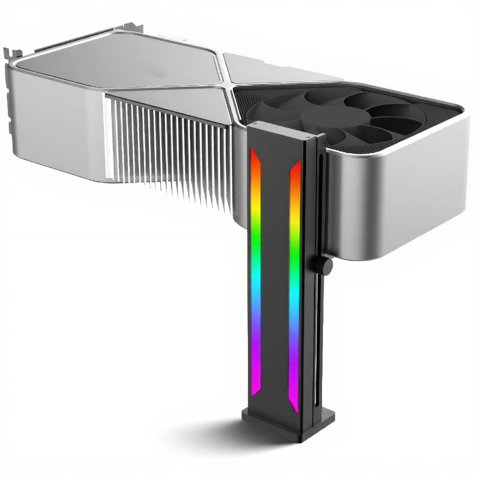 ASHATA Graphics Card GPU Brace Support, Video Card Holder Bracket, ARGB Aluminium Magnetic Base Sliding Adjustable GPU Holder 5V 3PIN Male 7.1 X 1.7 X 1.4in (Black)