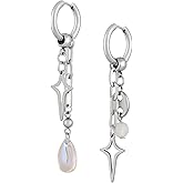 Sacina Teardrop Spike Star Hoop Earrings, Gothic Grunge Emo Punk Y2k Earrings, Goth Jewelry, Christmas Jewelry Gift for Women