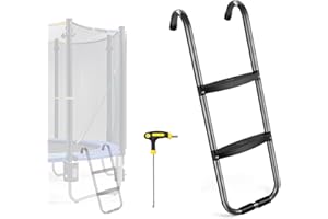 Universal Trampoline Ladder 2 Steps, Rust-Resistant Steel Ladder with Wide Skid-Proof Steps, 40inch Length Trampoline Accesso