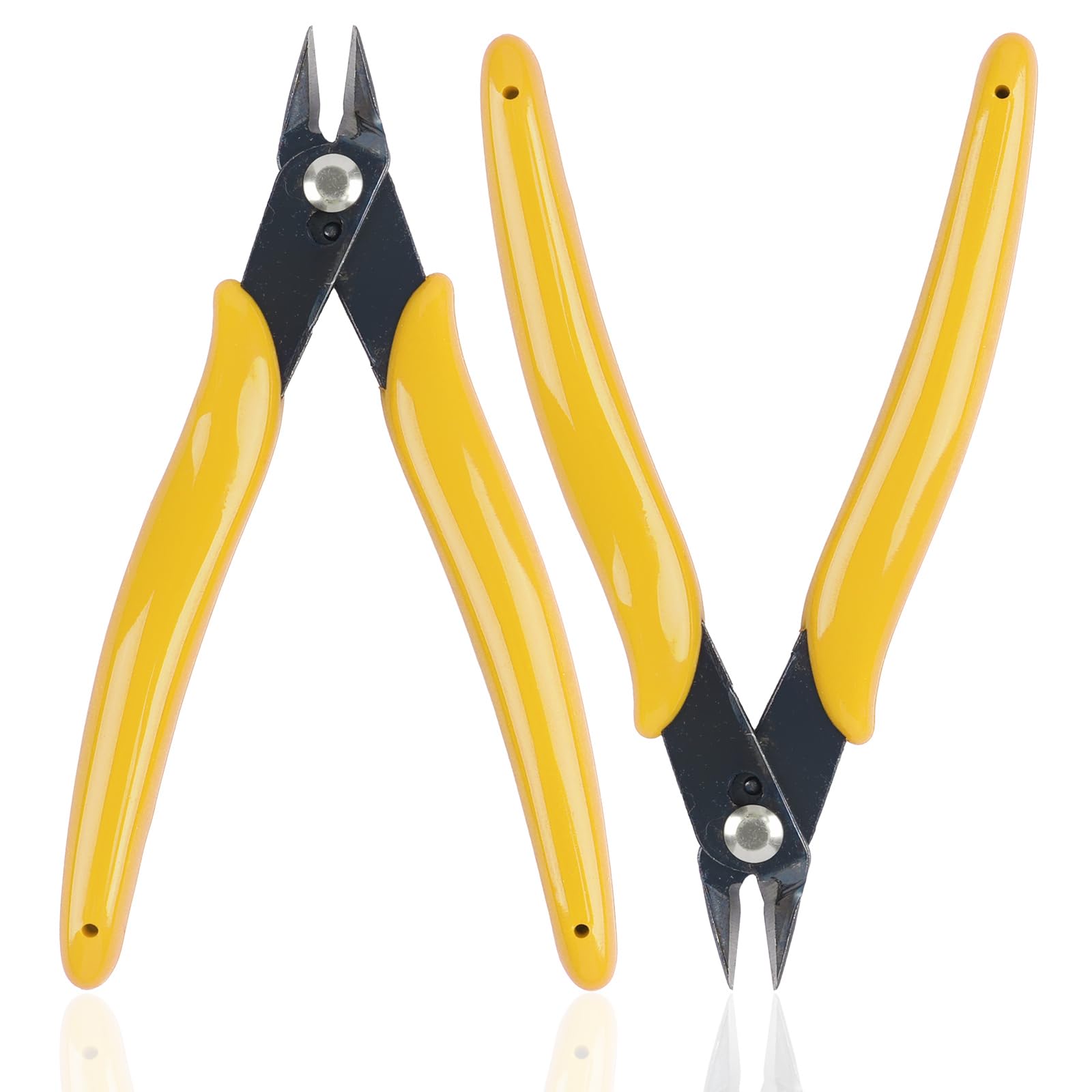 Photo 1 of 1 Pack Micro Wire Cutters, 5 Inches Flush Cutters Pliers, Diagonal Side Cutters Nippers, Zip Tie Sprue Cutter for Electronics, Plastic Models, Jewelry (Yellow)