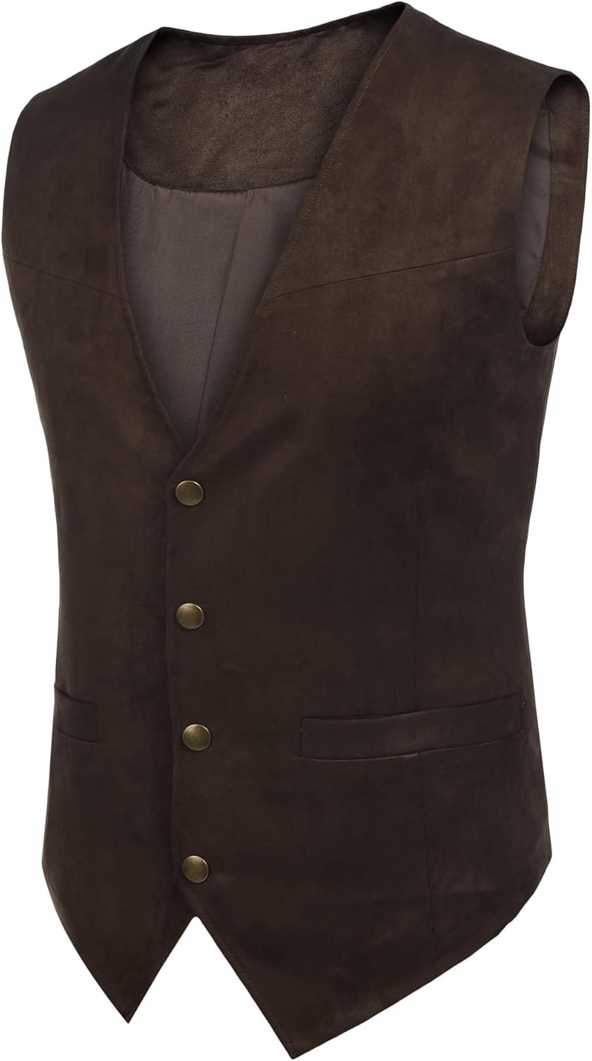 COOFANDY Men's Suede Leather Suit Vest Casual Western Vest Jacket Slim Fit Vest Waistcoat at  Men’s Clothing store