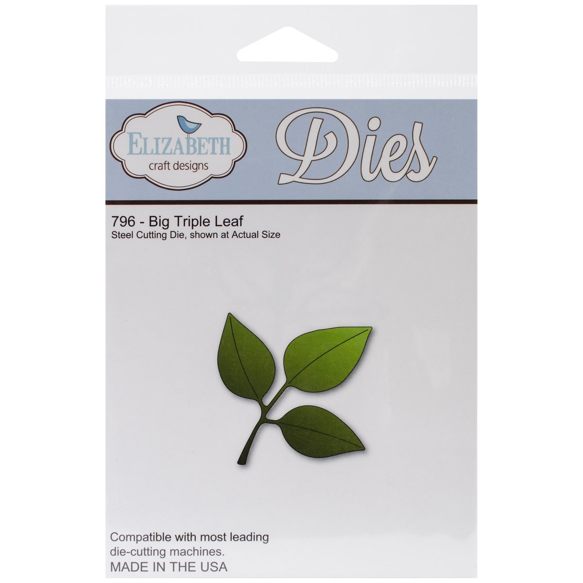 Elizabeth Craft Designs Metal Die, Big Triple Leaf, Grey, Various